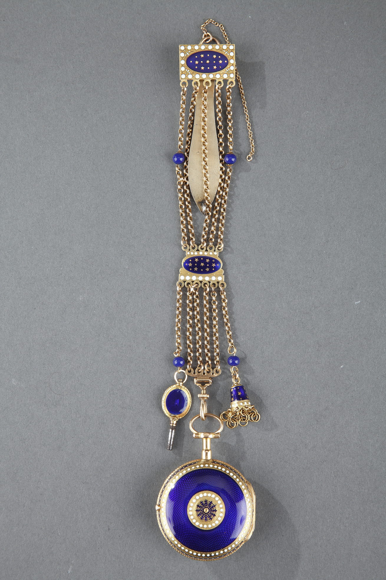Enameled Gold Chatelaine with Watch by C-T Guenoux, 18th Century